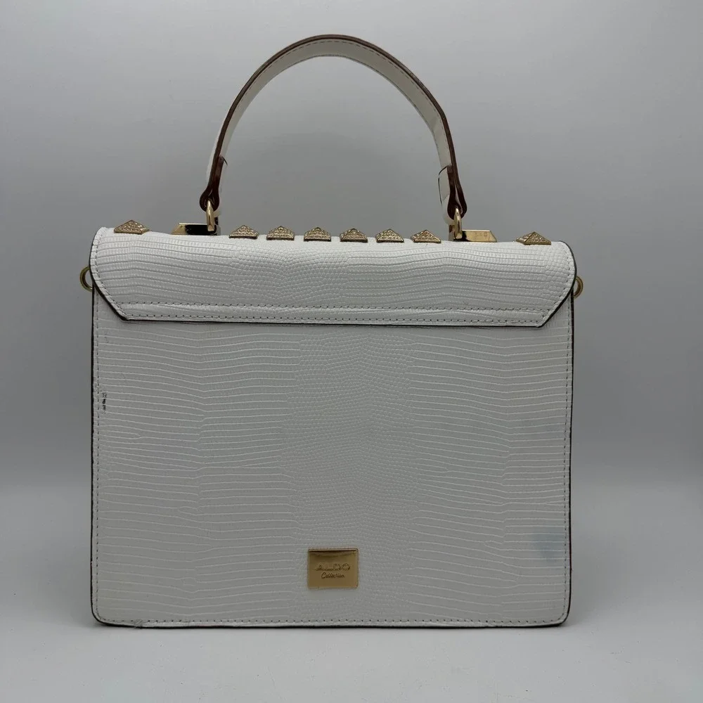 ALDO Luxury Collection White Rhinestone Studded Structured Top Handle Bag *READ*